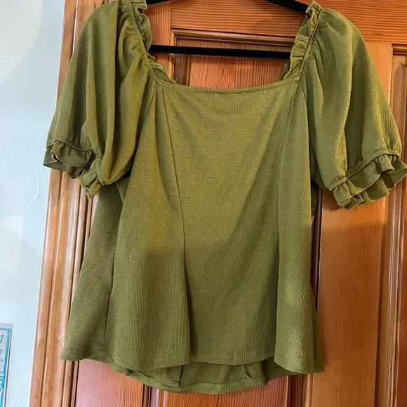 Meraki Sage Green Ruffle Sleeve Blouse - Picture 2 of 5